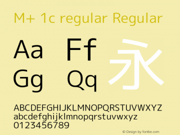 M+ 1c regular Regular Version 1.047 Font Sample