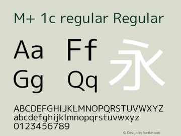 M+ 1c regular Regular Version 1.058.20140226 Font Sample