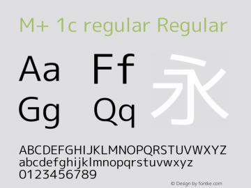 M+ 1c regular Regular Version 1.051 Font Sample