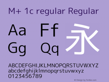 M+ 1c regular Regular Version 1.059.20150529 Font Sample