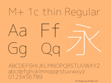 M+ 1c thin Regular Version 1.059.20150110 Font Sample