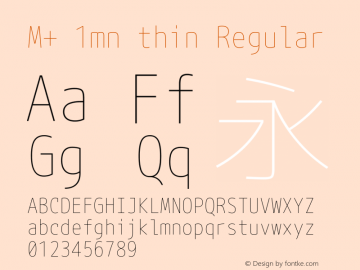 M+ 1mn thin Regular Version 1.060 Font Sample
