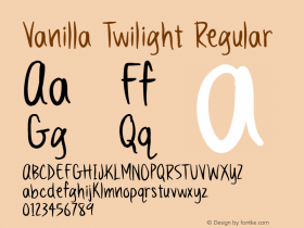 Vanilla Twilight Regular Version 1.000 Font Sample