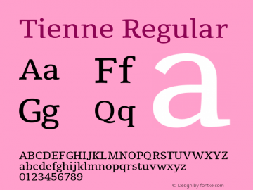 Tienne Regular Version 1.000붠뷐뷠 Font Sample