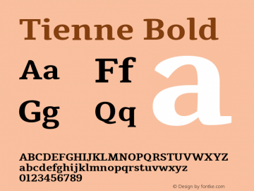 Tienne Bold Version 1.000 Font Sample