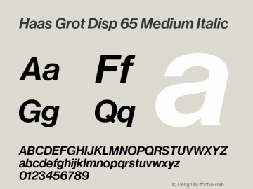 Haas Grot Disp 65 Medium Italic Version 1.000;PS 001.000;hotconv 1.0.57;makeotf.lib2.0.21895图片样张