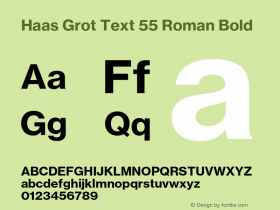 Haas Grot Text 55 Roman Bold Version 1.000;PS 001.000;hotconv 1.0.57;makeotf.lib2.0.21895图片样张