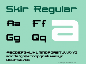 Skir Regular Version 1.20: April 6, 2012 Font Sample