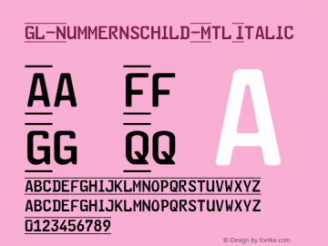 GL-Nummernschild-Mtl Italic Version 20110112 ; ttfautohint (v0.94) -l 8 -r 50 -G 200 -x 14 -w 