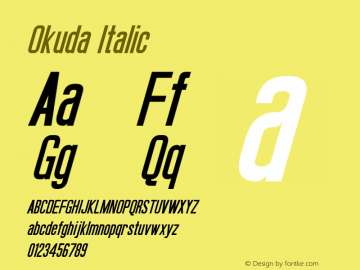 Okuda Italic Version 2.00  - July 3, 2013 Font Sample