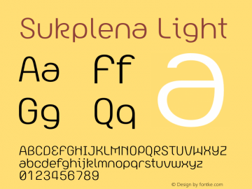 Sukplena Light 001.020 Font Sample
