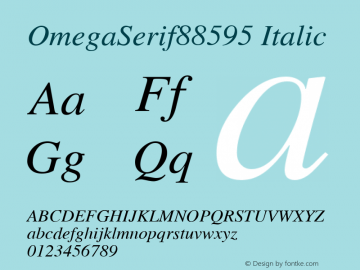 OmegaSerif88595 Italic Macromedia Fontographer 4.1.3 14/02/99 Font Sample