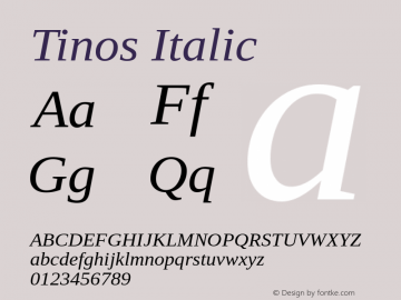 Tinos Italic Version 1.23 Font Sample