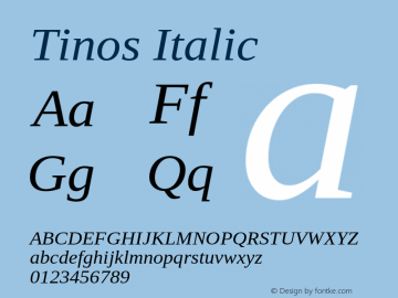 Tinos Italic Version 1.20 Font Sample