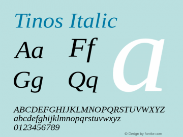 Tinos Italic Version 1.20 Font Sample