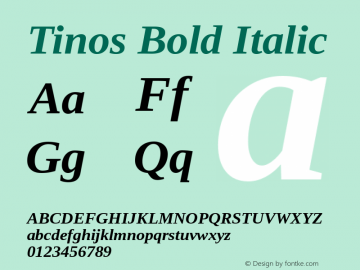 Tinos Bold Italic Version 1.20图片样张