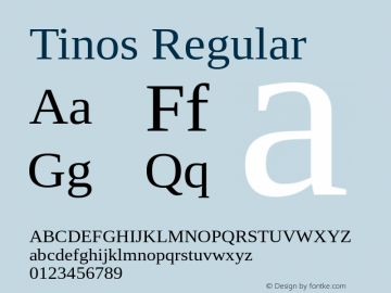 Tinos Regular Version 1.20 Font Sample