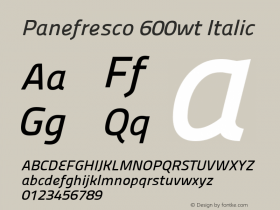 Panefresco 600wt Italic Version 1.001图片样张