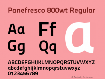 Panefresco 800wt Regular Version 1.001 Font Sample