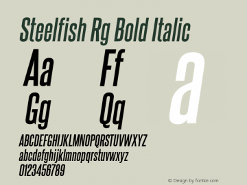 Steelfish Rg Bold Italic Version 5.002 Font Sample