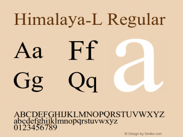 Himalaya-L Regular Version 1.00 Font Sample