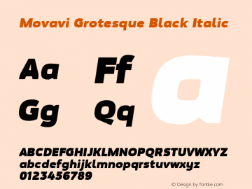 Movavi Grotesque Black Italic 1.0; CC:by-nc-nd; Font Sample