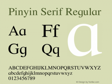 Pinyin Serif Regular Version 1.03 Font Sample