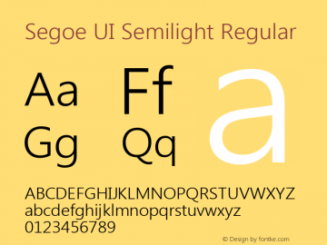 Segoe UI Semilight Regular Version 5.08 Font Sample