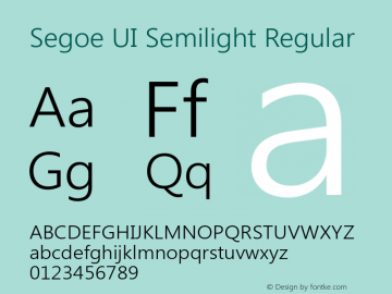 Segoe UI Semilight Regular Version 5.12 Font Sample