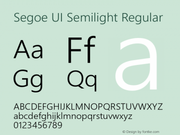 Segoe UI Semilight Regular Version 5.27 Font Sample