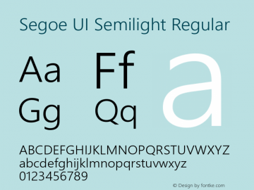 Segoe UI Semilight Regular Version 5.35图片样张