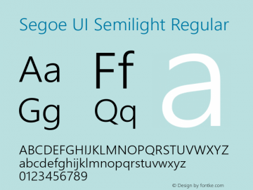 Segoe UI Semilight Regular Version 5.46 Font Sample