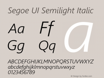 Segoe UI Semilight Italic Version 5.28图片样张