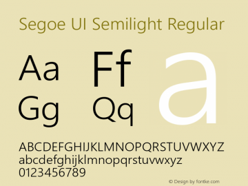 Segoe UI Semilight Regular Version 5.48 Font Sample