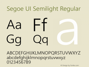 Segoe UI Semilight Regular Version 5.51图片样张