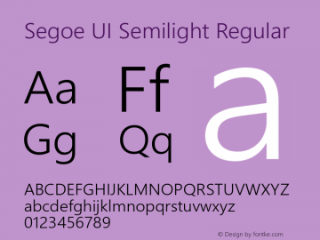 Segoe UI Semilight Regular Version 5.52图片样张