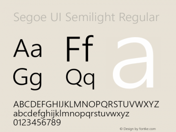 Segoe UI Semilight Regular Version 5.52 Font Sample