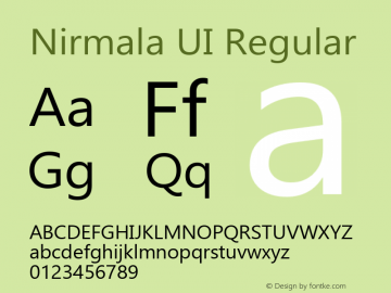 Nirmala UI Regular Version 0.91 Font Sample
