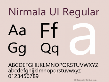 Nirmala UI Regular Version 1.33 Font Sample