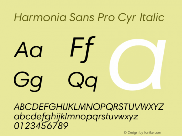 Harmonia Sans Pro Cyr Italic Version 1.000图片样张