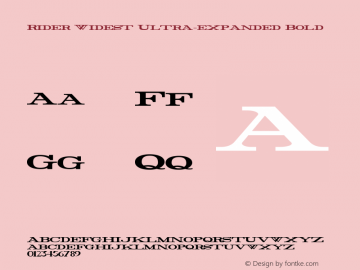 Rider Widest Ultra-expanded Bold Version 1.0 2011 Font Sample