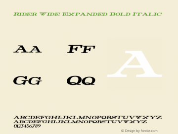 Rider Wide Expanded Bold Italic Version 1.0 2011图片样张