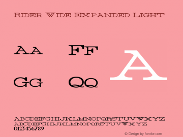 Rider Wide Expanded Light Version 1.0 2011 Font Sample