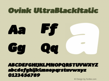 Ovink UltraBlackItalic Version 1.0 Font Sample