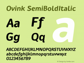 Ovink SemiBoldItalic Version 1.0 Font Sample