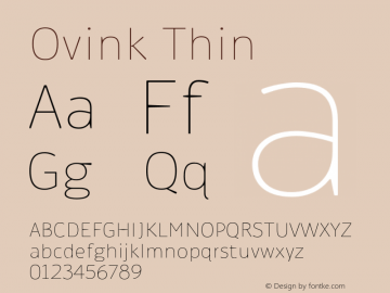 Ovink Thin Version 1.0 Font Sample