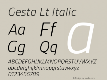 Gesta Lt Italic Version 2.001 Font Sample