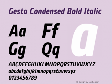 Gesta Condensed Bold Italic Version 1.000 Font Sample