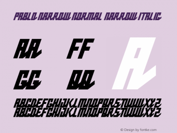 Pablo Narrow Normal Narrow Italic Version 1.00 2011 Font Sample