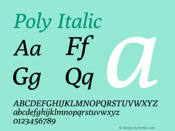Poly Italic Version 1.003 Font Sample